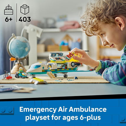 LEGO® City Emergency Air Ambulance Plane, Snow Scooter and Toy Airplane 60465 Building Set with Paramedic, Pilot, Doctor and Skier Minifigures, Fun Holiday or Birthday Toy Idea for Kids Aged 6 and up