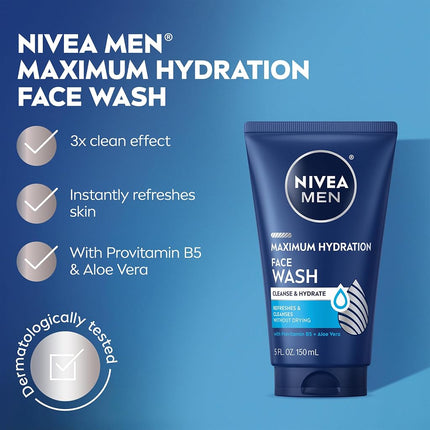 Nivea for Men Face Wash Cleans and Moisturizing with Menthol and Vitamin E, 5 Ounce Tube