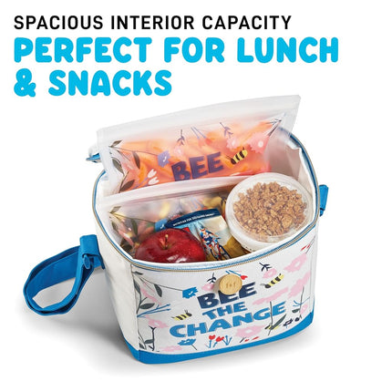 Fit & Fresh Insulated Lunch Box for Kids Boys & Girls, Lunch Bag for Kids with 2 Reusable Snack Bags, School Lunch Box, Bee The Change