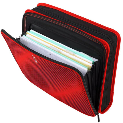 Five Star Zipper Binder, 2 Inch 3-Ring Binder for School, 6 Pocket Expanding File, 880 Sheet Capacity, Red (72538)