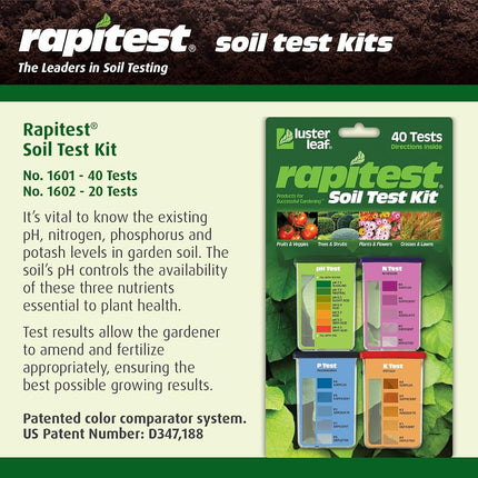 Luster Leaf 1601 Rapitest Test Kit for Soil pH, Nitrogen, Phosphorous and Potash, 1 Pack