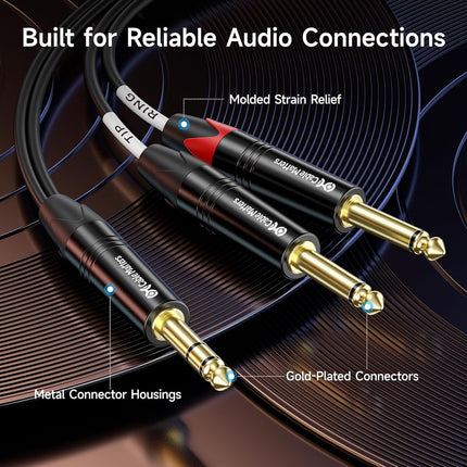 6.35mm TRS to Dual TS Insert Cable - 10 Feet