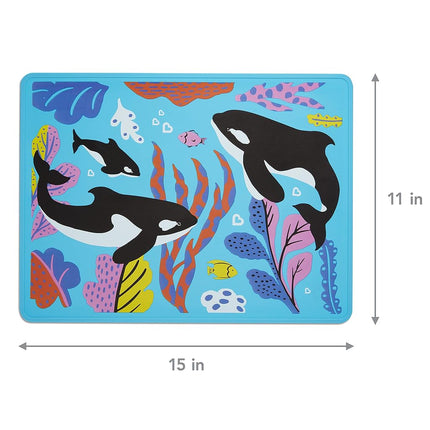 Munchkin WildLove Reversible Silicone Placemat for Kids, 1pk, Orca