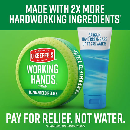 O'Keeffe's Working Hands Hand Cream; Relieves and Repairs Extremely Dry Hands; 3 oz Tube; (Pack of 2)