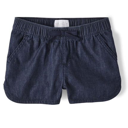 The Children's Place Girls' Denim Pull on Shorts, Denim, 12