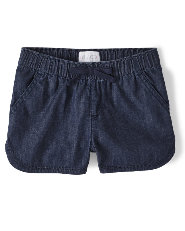 The Children's Place Girls' Denim Pull on Shorts, Denim, 6-7