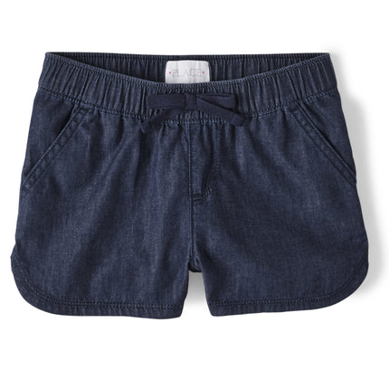 The Children's Place Girls' Denim Pull on Shorts, Denim, 12