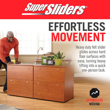 Super Sliders 5 3/4" x 9 1/2" Oval Reusable Furniture for Hard Surfaces - Effortless Moving and Surface Protection, Black (4 Pack)
