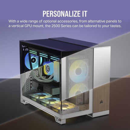 CORSAIR 2500D AIRFLOW Small-Tower mATX Dual Chamber PC Case – Tempered Glass – Reverse Connection Motherboard Compatible – No Fans Included – White