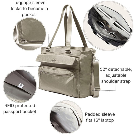 Baggallini Modern Laptop Tote, Sterling Shimmer, One Size