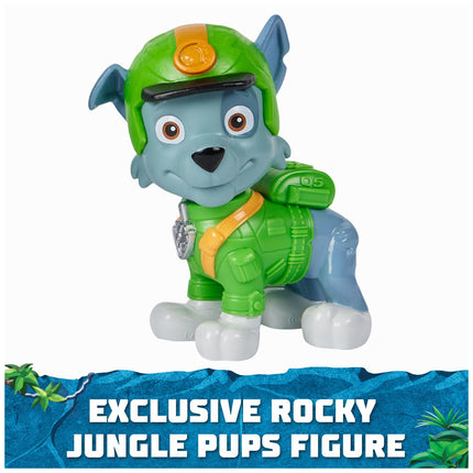 PAW Patrol Jungle Pups, Vehículo Tortuga Mordedora de Rocky, Camión de Juguete con Figura de Acción Coleccionable, Juguetes para Niños y Niñas de 3 Años en Adelante