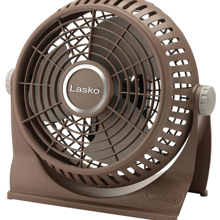 Lasko 505 Small Desk Fan with10-Inch Pivoting Head, Portable Electric Plug-In Table Fan Creates a Quiet Personal Cooling Breeze, Ideal for Travel, Bedroom, Dorm, and Office – Bronze