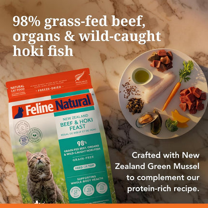 Feline Natural Beef & Hoki Freeze-Dried Cat Food, Grain-Free, 320g