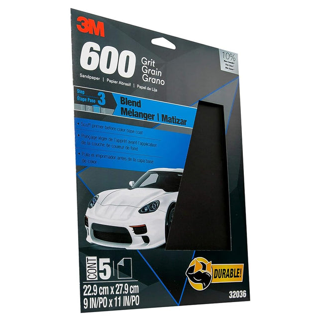 3M 32036 Imperial Wetordry 9x11-Inch P600 Grit Sheet, Pack of 5