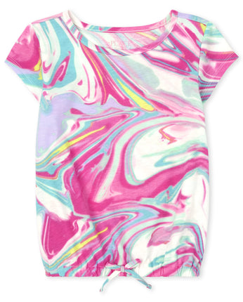The Children's Place Girls Print Cinch Front Top, 