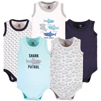 Hudson Baby Grenouillères sans manches en coton pour bébé, motif Shark Patrol, 3-6 mois