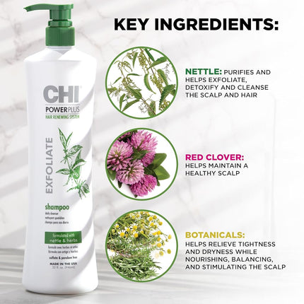 CHI Power Plus Exfoliate Shampoo by CHI for Unisex - 32 oz Shampoo, 946.37 millilitre