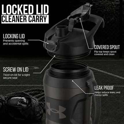 Under Armour Half Gallon Water Bottle Insulated, 64oz Insulated Water Bottle with Handle, Sports Water Jug, Fence Hook, Leak Resistant, for Baseball, Football & More