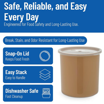Carlisle FoodService Products Classic Round Storage Container Crock with Lid for Kitchen, Restaurants, Home, Plastic, 2.7 Quarts, Beige