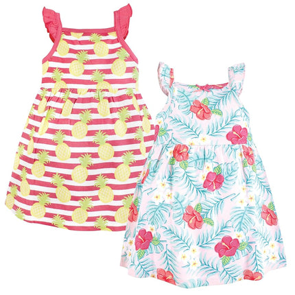 Hudson Baby Baby Girls' Cotton Dresses, Tropical Floral, 12-18 Months