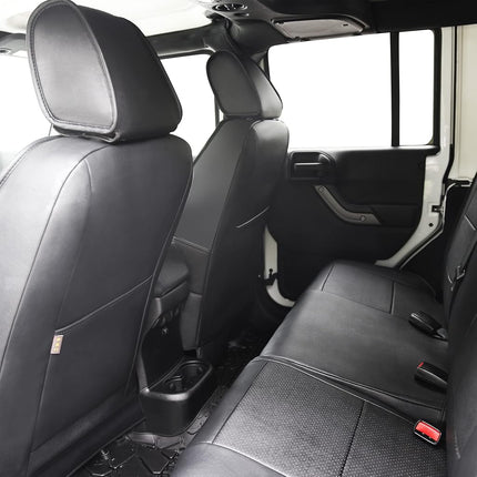 OASIS AUTO OSC-003 Fundas de asiento de cuero hechas a medida para Jeep Wrangler 4dr 2013, 2014, 2015, 2016, 2017 (Negro)