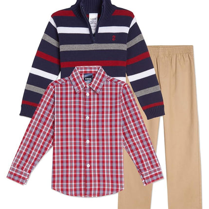 IZOD Boys' 3-Piece Sweater Pants Set, Peacoat, 6