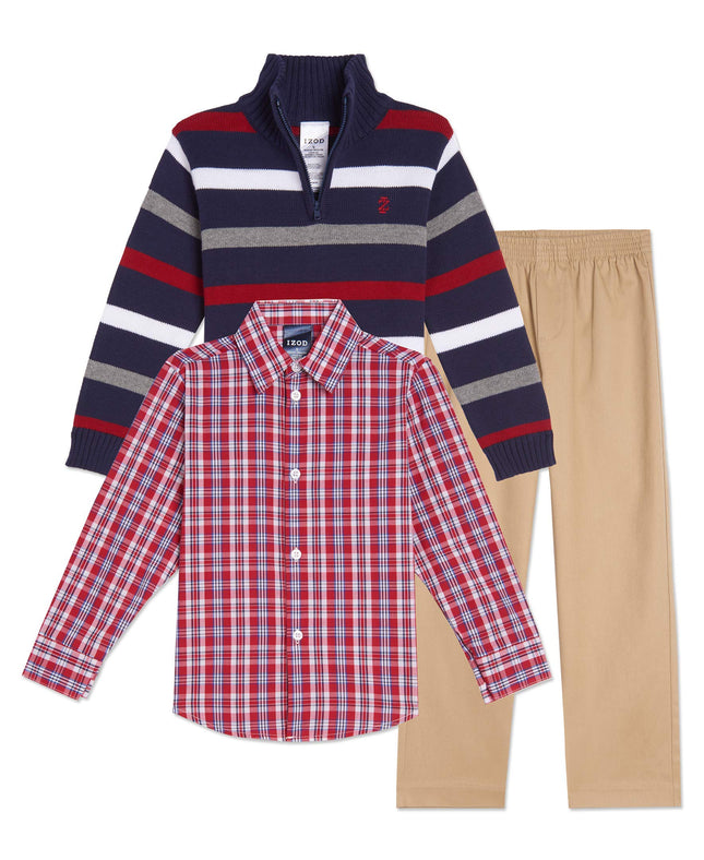 Ensemble 3 pièces pull et pantalon garçon IZOD, Peacoat, 6