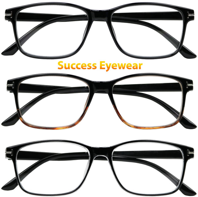 Reading Glasses 3 Pair Stylish Quality Readers Spring Hinge Glasses for Reading for Men and Women +2.5