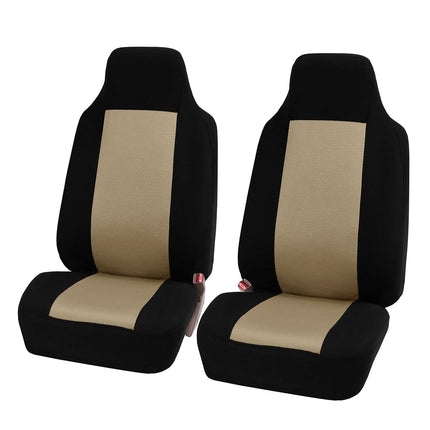 FH Group Fabric Fish Net Stitching Seat Covers W. 2 Rear Headrests and Solid Bench