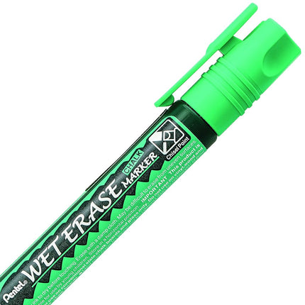 Pentel Arts Wet Erase Chalk Marker, Ideal on Blackboards and Windows, Small Chisel Tip, Green Ink, SMW26-D, Box of 12