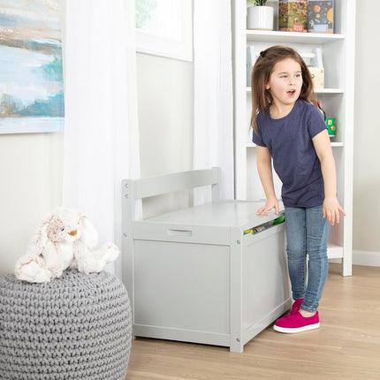 Melissa & Doug Wooden Toy Chest, Sturdy Wooden Chest, 2.3 Cubic Meters Storage, Easy to Assemble, Grey