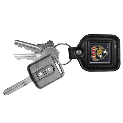 NHL Siskiyou Sports Fan Shop Florida Panthers Square Leather Key Chain One Size Black