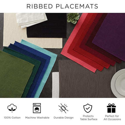 DII Ribbed, Placemat Set, Eggplant 6 Count, CAMZ33242