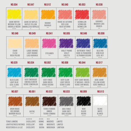 Conte a Paris Pastel Pencil Set - Assorted ,Black/Green/Grey/Yellow,(Set of 24)