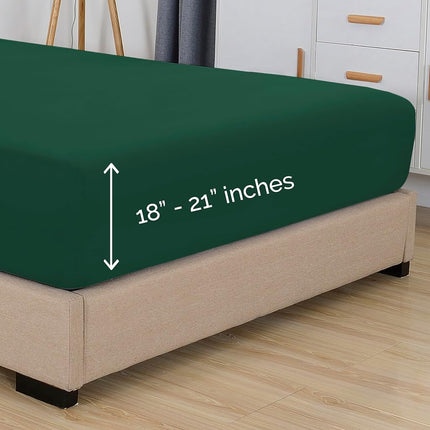 Elegant Comfort 1500 Premium Hotel Quality 18-21 Inches Deep - Extra Deep Pocket Single Fitted Sheet for High Mattress, Luxury and Softest, Smart Pocket - Wrinkle Free, Tw/Tw XL, Hunter Green