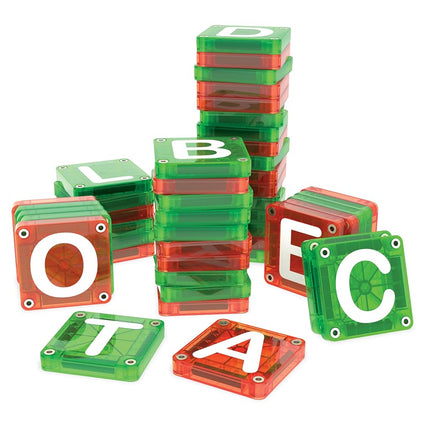 Magna-Tiles microMAGS Learn Letters 56-Piece Magnetic Construction Set, The Original Magnetic Building Brand