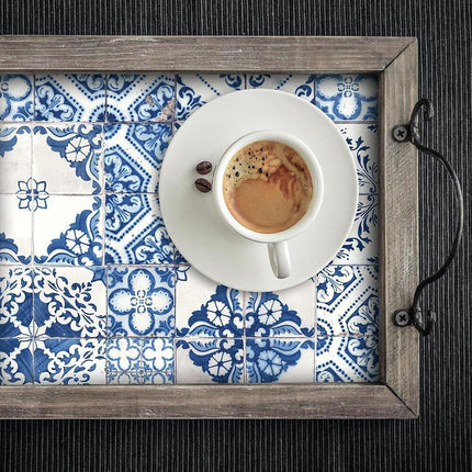 RoomMates RMK11083WP Blue Mediterranian Tile Peel and Stick Wallpaper