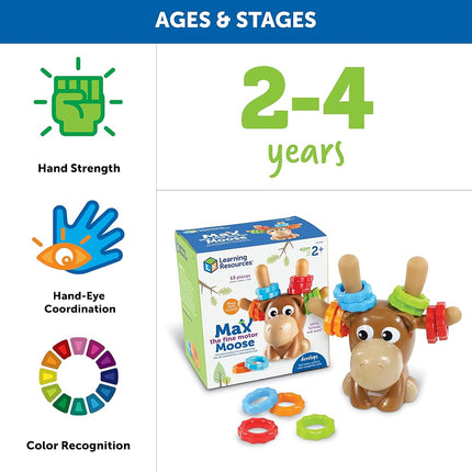Learning Resources Max the Fine Motor Moose, Fine Motor Toy for Toddlers, Ages 18 mos+