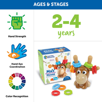 Learning Resources Max the Fine Motor Moose, Fine Motor Toy for Toddlers, Ages 18 mos+
