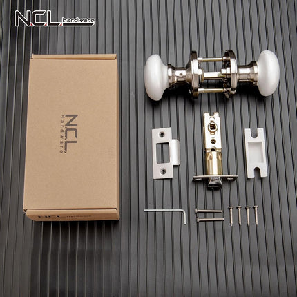 NCL White Door Knobs, Keyless Door Handles, Porcelain Door Levers, Interior Bath Door Knob