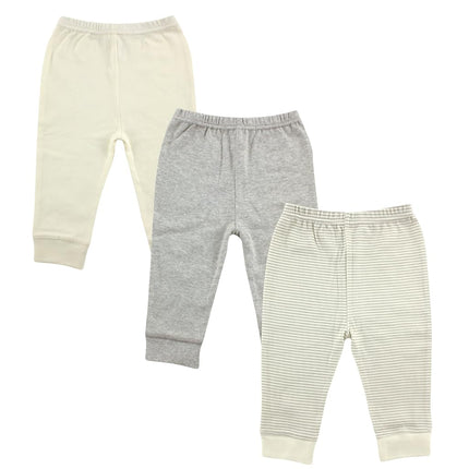 Luvable Friends Baby Boys' Cotton Pants, Neutral Gray Stripe, 12-18 Months