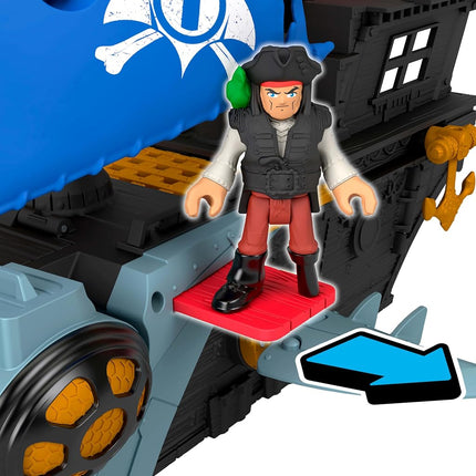 Imaginext Shark Bite Pirate Ship Playset, 2 Action Figures & Toy Boat