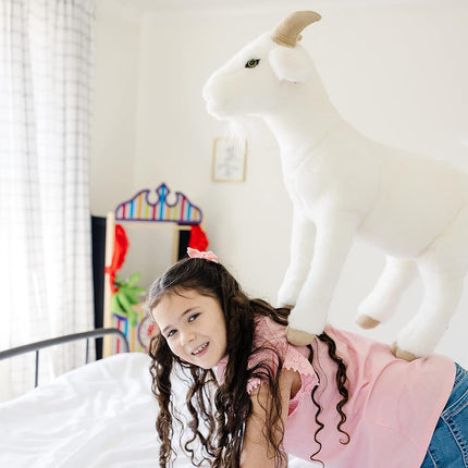 Melissa & Doug Standing Lifelike Plush Goat Stuffed Animal, 22 x 22.5 x 9