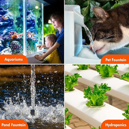 Simple Deluxe 400GPH 15W Water Table Pump (1500L/H) with 3 Nozzles, Perfect for Fish Tank, Pond, Aquarium, Statuary, Hydroponics, Black