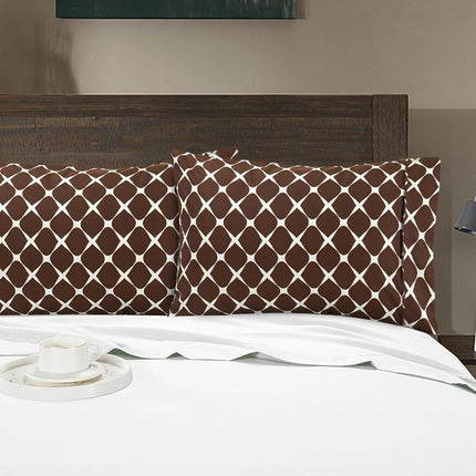 Elegant Comfort Luxury Ultra-Soft 2-Piece Pillowcase Set - 1500 Premium Hotel Quality Microfiber Double Brushed - Wrinkle Resistant, King Size, Bloomingdale Chocolate Brown