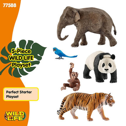 Schleich Wild Life - 5Pc Wild Animal Toy Set - Jungle Safari Bundle | 77588