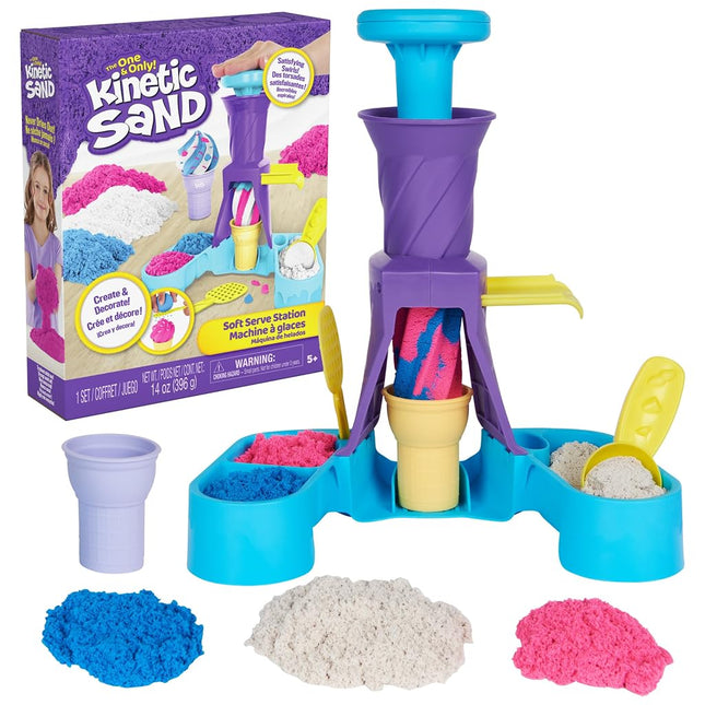 Kinetic Sand Soft Serve Station, Moldable Play Sand Sensory Toys, Ages 5+