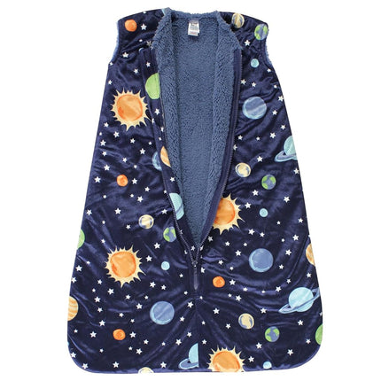 Gigoteuse, sac de couchage et couverture en vison avec intérieur sherpa pour bébés, motif système solaire, 18-24 mois, de Hudson Baby