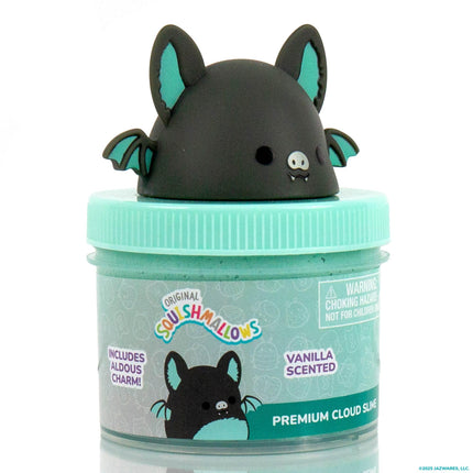 Original Squishmallows Aldous The Fruit Bat Premium Cloud Slime, Vanilla-Scented, 8 oz., Storage Container with Figurine Topper, Rubber Charm, Goodie Bags Stuffers, Kids Party Favors, Sensory Toy