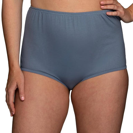 Vanity Fair Women's High Waisted Underwear, Full Coverage Ladies Panties, Perfectly Yours Briefs, Cotton - Steele Blue/Cashmere/Glacier White, 9